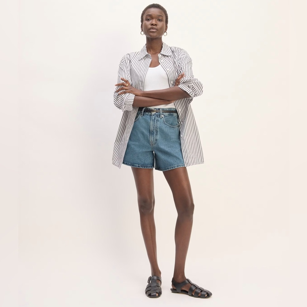Everlane A-Line Denim Short in Medium Indigo